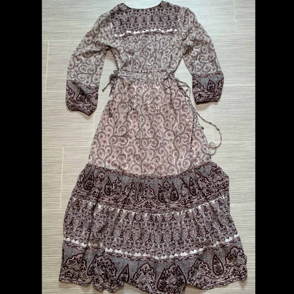 SALE! Veronica beard brown paisley peasant dress - Picture 2 of 5